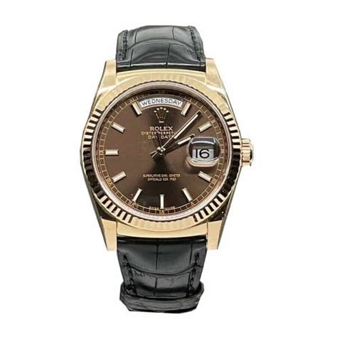 rolex day date black leather|rolex day date models.